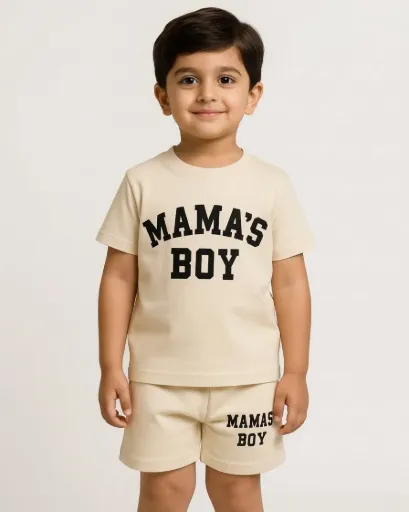 "Mama’s Boy" Varsity Co-ord Set – Natural Beige