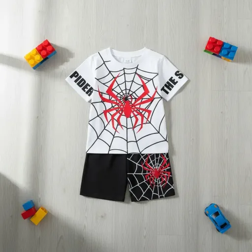 Boys' "The Spider" Hero Set – White & Jet Black