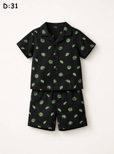 Boys Shirt & Shorts Set - Leaf Print (1-2)