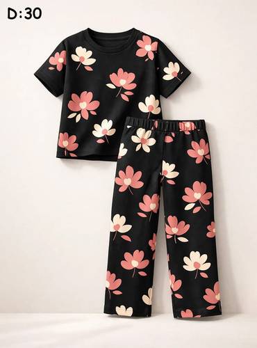 Girls T-Shirt & Trouser Set - Floral Print