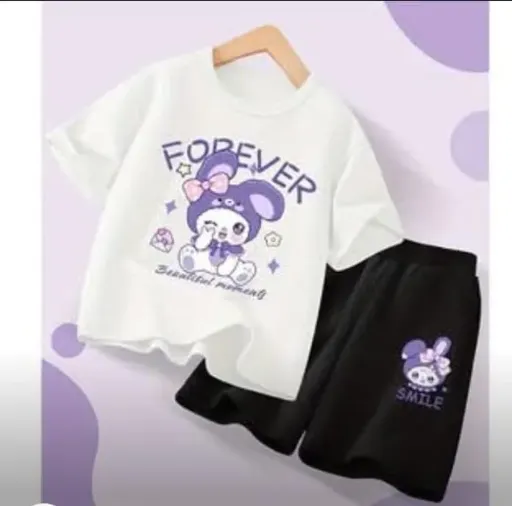 Girls' "Forever Friends" Two-Piece Set – Lilac & Monochrome