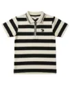 Boys' Urban Stripe Zip-Polo – Classic Black & Cream
