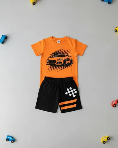 Boys' "Turbo Speed" Racing Set – Vibrant Orange & Black